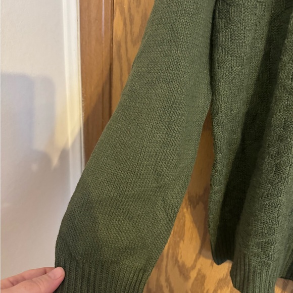 Men’s Coofandy Mock Neck Sweater Size XL ArmyGreen, Weave on frontwith button - Picture 6 of 13